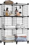 Wire Cube Storage, Storage Shelves 6 Cube Bookshelf Bookcase Closet Organizer and Storage, Wire Storage Shelves Multi-Use DIY Storage Cube Shelf for Books, Toys, Clothes, Tools