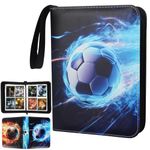 Lotvic Football Card Holder, 400 Pockets Football Card Binder, Football Card Folder with Zipper and Handle Strap, Football Card Book, Football Trading Card Binder Album with Removable Sleeves