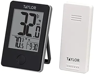 Taylor Wireless Digital Indoor Outdoor Thermometer, Black, LCD