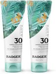 Badger Mineral Daily Sunscreen with Zinc Oxide, SPF 30, Lightweight & Easy to Apply w/No White Cast, Moisturizing Organic Sunscreen, Reef Safe, Vegan, Unscented, 4 fl oz, 2-Pack