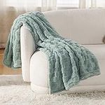 Bedsure Sage Green Fleece Blanket for Couch - Checkered Throw Blanket for Women, Cute Soft Cozy Blanket for Girls, 50x60 Inches