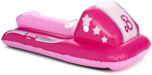 FUNBOY & Barbie 50" Kids Inflatable Skimobile Winter Snow Sled, 1-2 Riders with Grooved Rubber Base Tracks, 2 Handles, and Hand Pull Rope