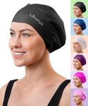 Limmys Adult Long Hair Swimming Cap - 100% Silicone Swim Caps for Men and Women - Premium Quality, Stretchable and Comfortable Swimming Hats (Large, Black)