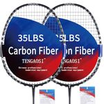 TENGAOSI Carbon Fiber Badminton Racket (2-Pack) | M46X Graphite Frame | 0.68mm High-Elasticity String | Pre-Strung 25LBs | Head-Heavy Balance for Powerful Smashes | Competition-Level