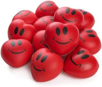 Neliblu Set of 12 Heart Stress Balls - Valentines Day Red Hearts 3" Smile Face Squeeze Stress Relief Heart Shape Stress Ball - Fun Party Favors for Kids and Adults - Heart Shape Mini Foam Balls