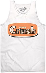 Tee Luv Men's Faded Orange Crush Tank Top - Retro Crush Soda Tank Shirt (White) (XL)