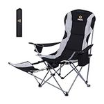 Nice C Camping Chairs, Portable Camping Chairs, Folding Camping Chair, Detachable Foot-Rest, Padded Cushion, Side-Pocket and Carry Bag (One Black)