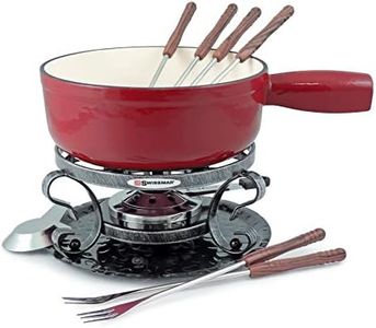 Swissmar KF-66517 Lugano 2-Quart Cast Iron Cheese Fondue Set, 9-Piece, Cherry Red