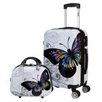 World Traveler 2 Piece Hardside Upright Spinner Luggage Set, Butterfly, One Size