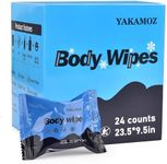 YAKAMOZ Large Body Wipes for Adults Bathing Waterless, Biodegradable with Aloe and Mint Essence, Refreshing Anytime Anywhere, Post Workout, Camping, Travel, Daily Life, 24-Counts X-Large(23.5”x9.5”)