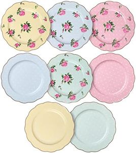 BTaT- Porcelain Floral Plates, Royal Dessert Plates, 8 inch, Set of 8, Appetizer Plates, Floral Plates, Salad Plates, Small Plates, Small Plates Set, Small Dishes, Dinnerware