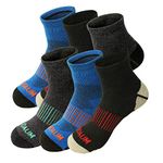 BIOAUM Men's Athletic Socks Size 10-13 - 6 Pairs Cotton Cushioned Quarter Socks for Running, Workout, Work, Black*2+darkgrey*2+blue*2(max Bottom Cushioned), Medium