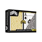 Copag Elite Plastic Playing Cards, Poker Size, Jumbo Index, Black & Gold, Double Deck Set