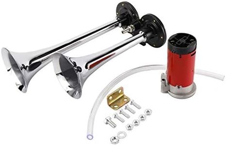 FreeTec Bocina de aire 12V/150dB 290mm Súper Loud Dual Trompeta Air Horn Compressor Kit para coche para moto barco camión tren