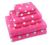 ORIGINAL KIDS 6 Piece Towel Set - Bath Time Sugar & Spice - 2 Towels, 2 Hand Towels, 2 Washcloths in Bonus Tote Bag - 100% Cotton Jacquard - Soft Absorbent Pool Beach Towel Gift - Pink Multicolor