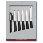 Victorinox Swiss Classic Set of 6 Knife Set - Stainless Steel Paring Knives, Black, Swiss Made