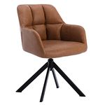 Wahson PU Leather Desk Chair Modern Swivel Armchair with Metal Legs, Occasional Accent Chair for Home Office/Living Room/Bedroom, Brown