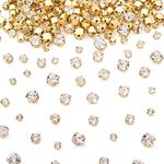 PandaHall 780pcs Crystal Sew on Rhinestone Flat Round Mixed Sizes Sewing Claw Crystals Rhinestones Flatback Gemstones with Golden Prong Setting for Dress Clothes Shoes Bag Decorations