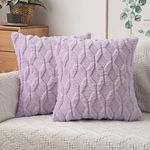 MIULEE Pack of 2 Embroidered Faux Wool Throw Pillow Covers Decorative Pillowcase Cushion Case for Couch Sofa Bedroom Car 18x18 Inch, Light Purple