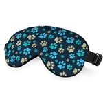 NOHSHE Dog Footprint Sleep Mask Eye Mask Dog Paws Cute Footstep Animal Blue Green Yellow Sleep Mask Light Blocking Adjustable Smooth Soft Eye Masks for Women Deep Rest Travel