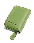 GADIEMKENSD Women Credit Card Holder Security RFID Wallet Zipper for Travel Leather Accordion Wallets Inserts Case Business Cards Organizer Compact Credit Card Cash Slots Apple Green