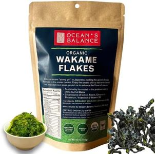 Ocean’s Balance Organic Wakame Flakes - Maine Coast Seaweed - Atlantic Ocean Sea Vegetables, Perfect for Keto Diet, Paleo Diet, Vegetarian Lifestyle or Vegan Diet - Gluten Free - 16oz Bag