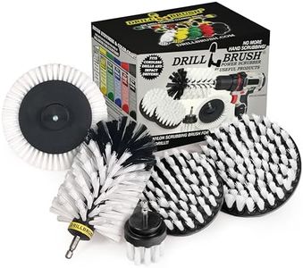 Drill Brush Power Scrubber by Useful Products - Drillbrush Automotive Edge Brush Kit with Extended Long Original Attachment- Long Original Drill Brush Set White - Carpet Cleaner Drill Brush Set