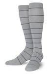 COMRAD | Premium and Stylish Compression Socks for Multipurpose Wear (Gray/Charcoal Stripe, Large)