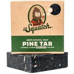 Dr. Squatch Pine Tar Soap – Mens Soap with Natural Woodsy Scent and Skin Scrub Exfoliation – Black Soap Bar Handmade with Pine Tar, Olive, Coconut Organic Oils in USA