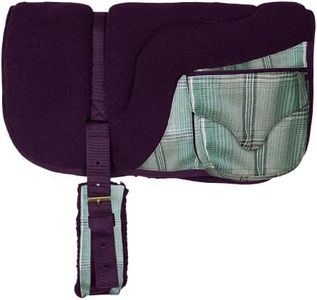 Fleece Bareback Pad Kensington36 Wx 29" H Correct Bareback Pad with 1” Foam Center with Double Billet Straps for Security Adjustable and Fits Most Horses (Imperial Jade)