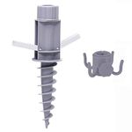 Sekey Beach Umbrella Sand Anchor, Umbrella Groud Spike with Hanging Hook, Umbrella Screw Holder Stand for 22-32mm Pole,Grey