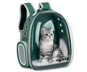 Foodie Puppies Cat Carrier Astronaut Transparent Backpack for Small Dogs, Puppies, Cats and Kittens (Green) | Travel, Hiking & Outdoor Pet Airline-Approved Bag with Breathable Design (40 x 35 x 24 cm)