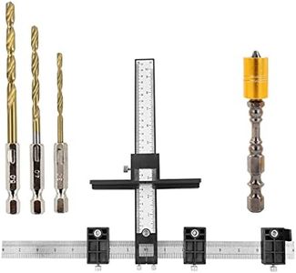 XTVTX Cabinet Hardware Jig Tool Set, Adjustable Punch Locator Drilling Template Guide Aluminum Alloy Wood Drilling for Handle Knob Pull Installation of Door and Drawer