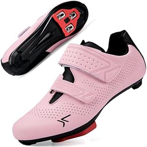 ULTIANT Mens Womens Cycling Shoes Compatible with Peloton & Look Delta/SPD Cleats Peloton Bicycle Shoes Road Bike Riding Shoes(Pink_K,39)