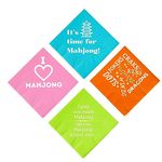 Mah Jongg Mahjong Napkins Beverage Cocktail Size 20 Count Paper Multi Colored Pink Green Blue and Orange