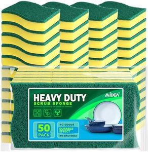AIDEA Heavy Duty Scrub Sponge-50 Count, Cleaning Sponge, Kitchen Dish Sponge, Effortless Cleaning Eco Scrub Pads for Dishes,Pots,Pans All at Once…