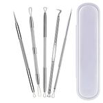 Blackhead Remover Tool,5 Pcs Pimple Popper Tool Kit Blackhead Extractor for Face Nose Comedone Zit Acne Whitehead Pores Blemish Fat Granules,Stainless Steel Facial Skin Care Kit