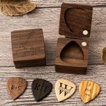 Custom Wooden Guitar Picks Box, Personalized Wooden Guitar Picks with Case, Plectrum Box Guitar Player Gift, Music Gift for Guitarist, Christmas Birthday Gift For Men