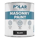 Polar Black Masonry Paint - 500ml | Matt Finish | Multi-Purpose Interior & Exterior Emulsion Paint for Kitchen, Living Room, Garden, Walls, Ceilings, Brick, Concrete | Durable Performance