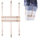 Shirt Holder for Men Adjustable Elastic Shirt Garter Belt Shirt Holder with Anti-Slip Locking Clip Holder for Shirt Pleating and Fixing the Position of Men's Shirts