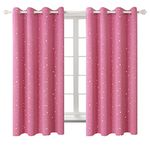 BGment Kids Blackout Curtains for Bedroom - Silver Star Printed Thermal Insulated Room Darkening Grommet Curtains for Living Room, 2 Panels of 52 x 63 Inch, Pink