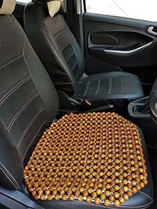 Q1 Beads MChocolate Wooden Beads Car Seat Wooden Cushion Cover Pad in Acupressure Sitting for All Universal The Cars/SUVs/Office Chair/Truck (Golden Brown)