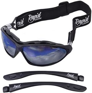 Rapid Eyewear Moritz Polarised Safety SPORTS SUNGLASSES & SKI GOGGLES with Interchangeable Side Arms & Strap. For Men & Women. Ideal Cycling, Snowboard, Glacier, Winter Snow and Motocross Glasses