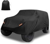 X AUTOHAUX Car Cover for Jeep Wrangler JK JL 4 Door 2007-2021 Outdoor Waterproof Sun Rain Dust Wind Snow Protection w/Driver Door Zipper Black