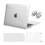 MOSISO Compatible with MacBook Air 13 inch Case 2024 2023 2022 M3 A3113 M2 A2681,Plastic Hard Shell for MacBook Air Case M2 M3 13.6 inch with Keyboard Cover&Screen Film&Type C Adapter, Crystal Clear