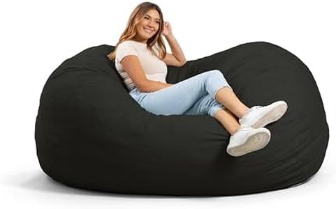 Big Joe Fuf XL Foam Filled Bean Bag Chair with Removable Cover, Black Lenox, Durable Woven Polyester, 5 feet Giant