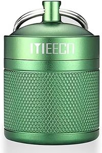 MEECN Keychain Pill Holder, Pill Box, Aluminum Waterproof Pill Container, Pill Organizer for Outdoor Travel Camping，Size: 1.6 x 1.6 x 2 in (Green)