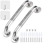 2 Pack 17inch Anti Slip Shower Grab Bar Handle, Chrome Stainless Steel Bathroom Grab Bar, Knurled Bathroom Balance Bar,Safety Hand Rail Support,Handicap Elderly Senior Assist Bath Handle