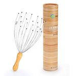 FREATECH 24 Fingers Head Massager Scalp Scratcher with Ergonomic Wooden Handle for Deep Relaxation and Stress Relief, Easy to Hold and Control, Perfect Body Relaxing Massage Tool