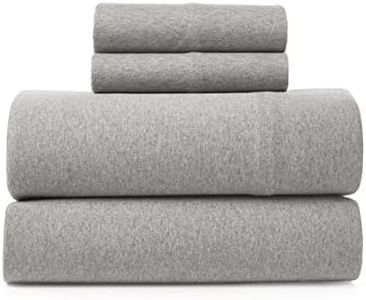 BED INC Road Trip America Jersey Sheets Full Set - Cotton (4 Pieces) All Seasonal Deep Pockets Soft Cozy Knit Stretchy Full Size Sheets - Hotel and Residential Quality (Light Heathered Grey, Full)